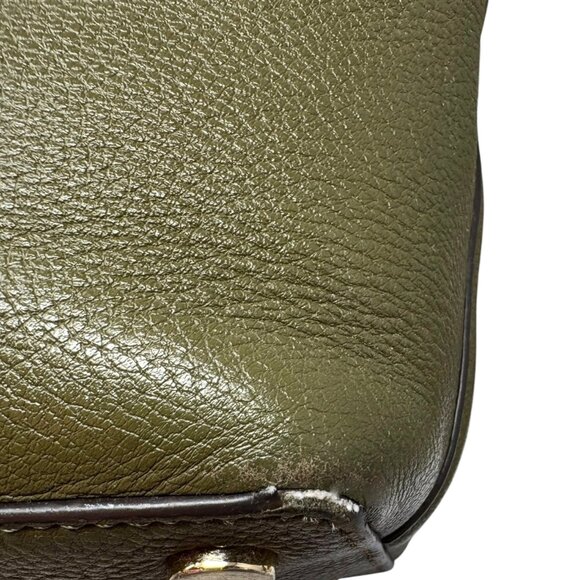 MICHAEL KORS Brooklyn Olive Pebble Leather Satchel with Crossing Body Strap - Picture 7 of 10